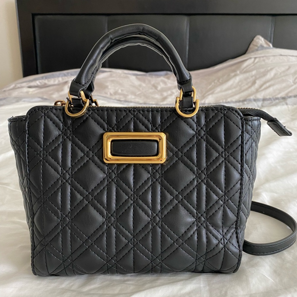 ZARA QUILTED MINI CITY BAG in Black